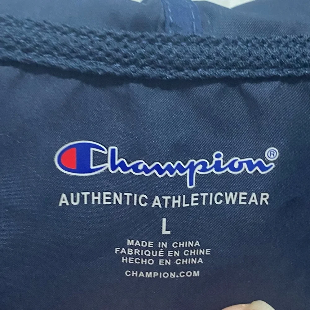 Champion Blue Red Color Block Zip Up Hooded Windbreaker Jacket - NWOT - Large